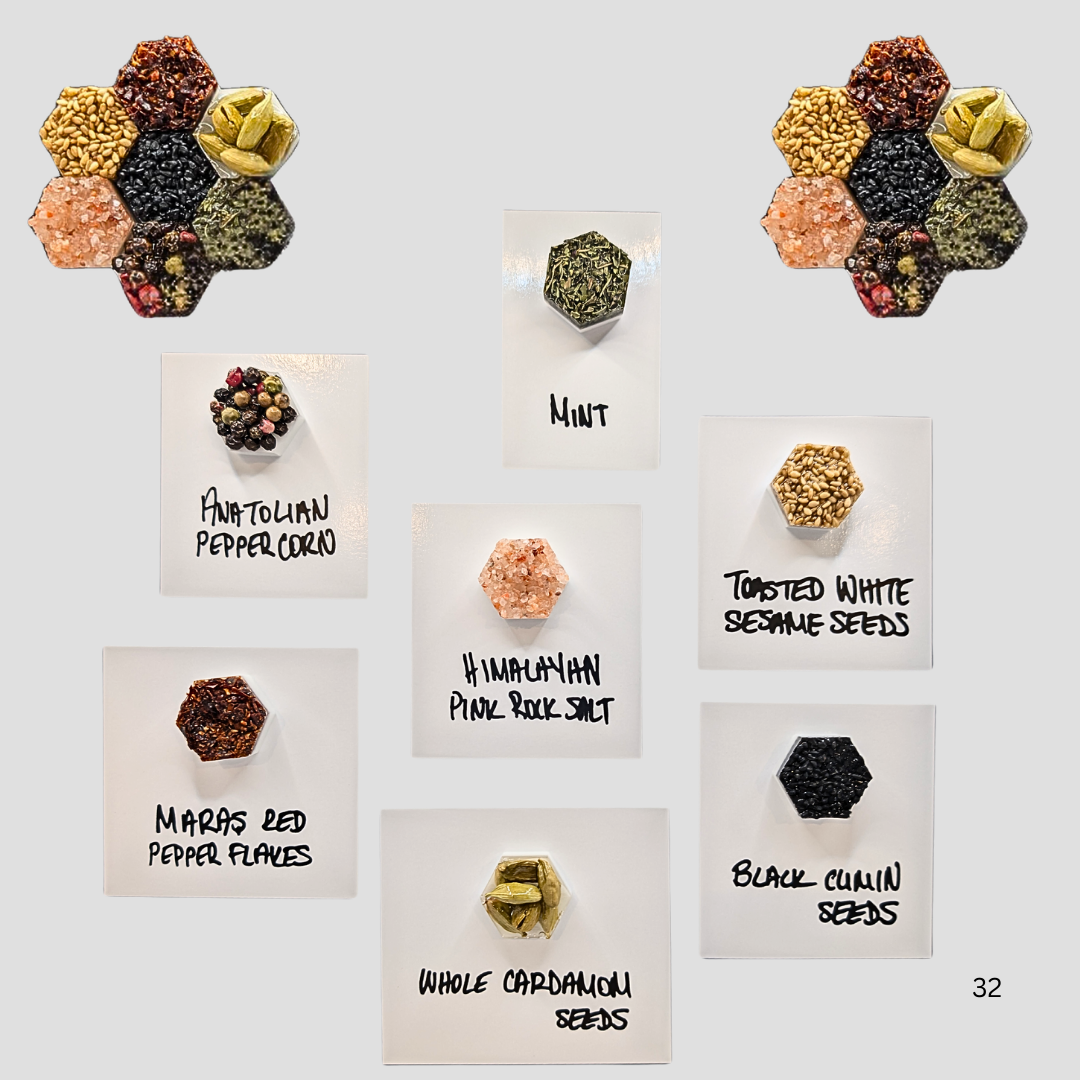 Handcrafted Resin Spice Magnets – Set of 7 Earth-Toned Fridge Decorations for Natural Kitchen Aesthetics