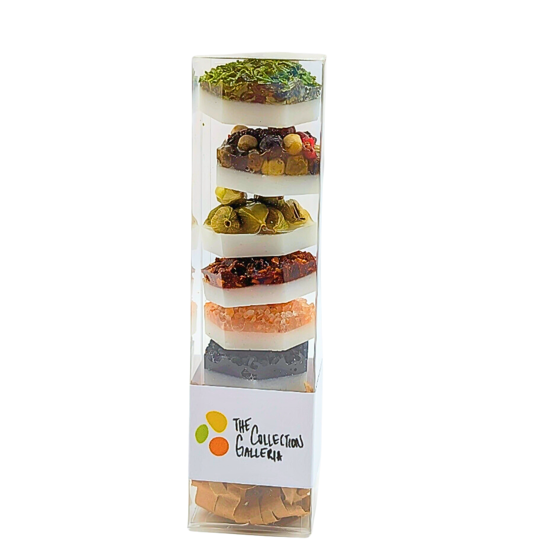 Handcrafted Resin Spice Magnets – Set of 7 Earth-Toned Fridge Decorations for Natural Kitchen Aesthetics